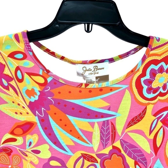Julie Brown Marty Amalfi Floral Print Crew Neck Short Puff Sleeve Tee Large NWT - Picture 6 of 11